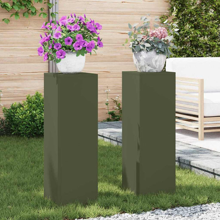 Suport pentru plante 2 pcs Olivengrønn 24 x 24 x 75 cm Oțel - WALTI WALTI