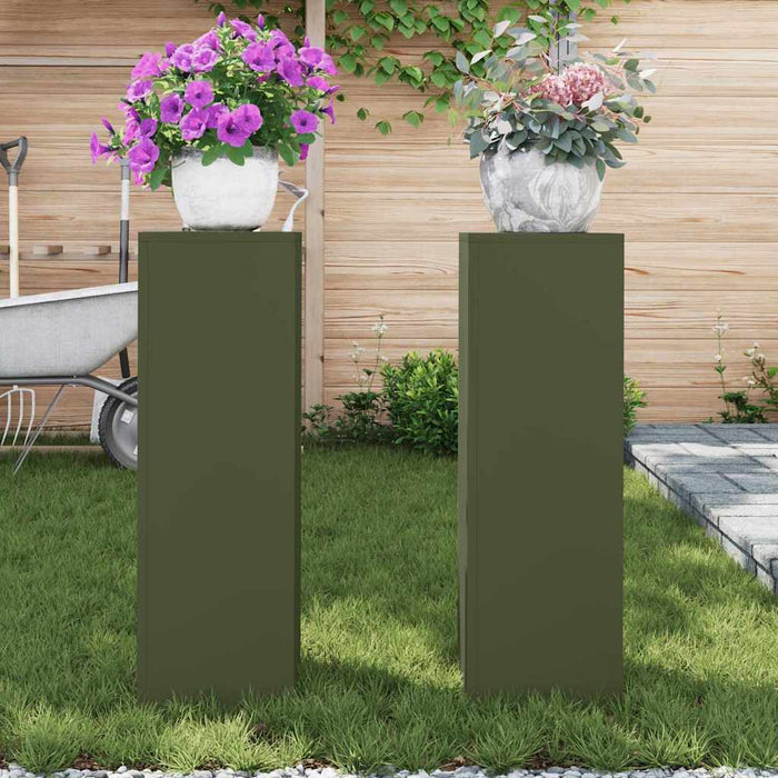 Suport pentru plante 2 pcs Olivengrønn 24 x 24 x 75 cm Oțel - WALTI WALTI