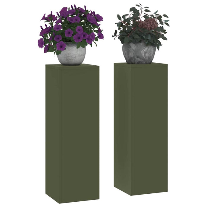 Suport pentru plante 2 pcs Olivengrønn 24 x 24 x 75 cm Oțel - WALTI WALTI