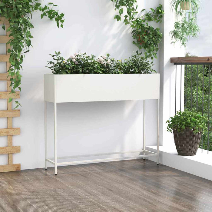 Ghiveci ridicat pentru grădină Alb 100 x 26 x 82 cm Oțel WALTI