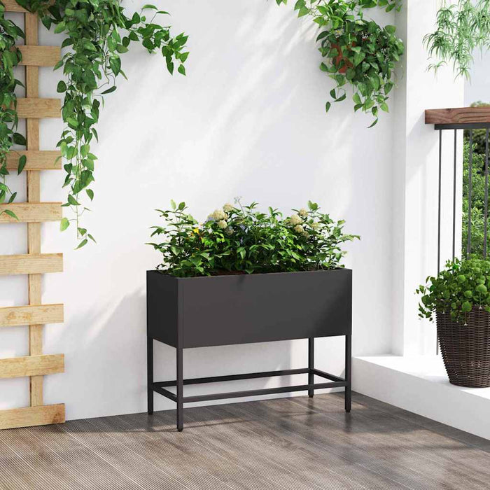 Ghiveci ridicat pentru grădină Negru 60 x 26 x 45 cm Oțel - WALTI WALTI