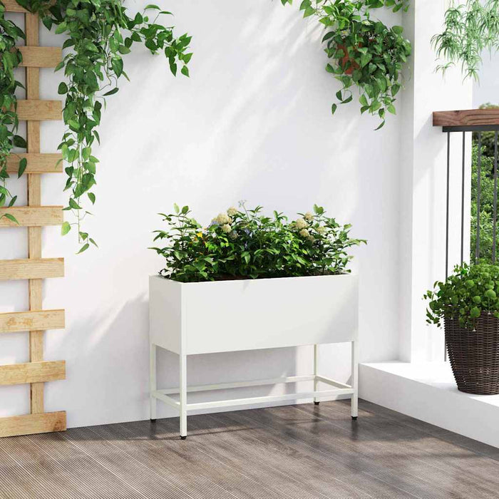 Ghiveci ridicat pentru grădină Alb 60 x 26 x 45 cm Oțel - WALTI WALTI