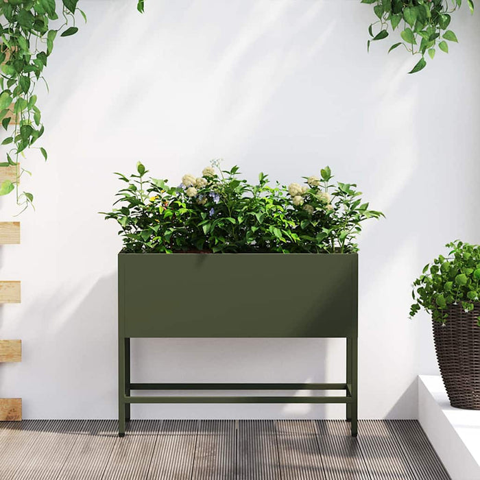 Ghiveci ridicat pentru grădină Olivengrønn 60 x 26 x 45 cm Oțel WALTI