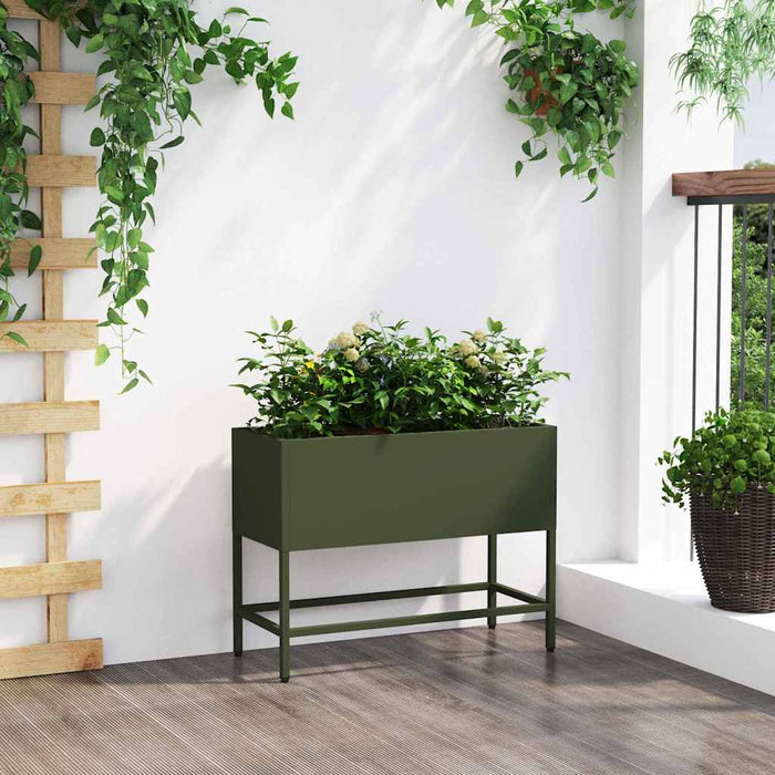 Ghiveci ridicat pentru grădină Olivengrønn 60 x 26 x 45 cm Oțel WALTI