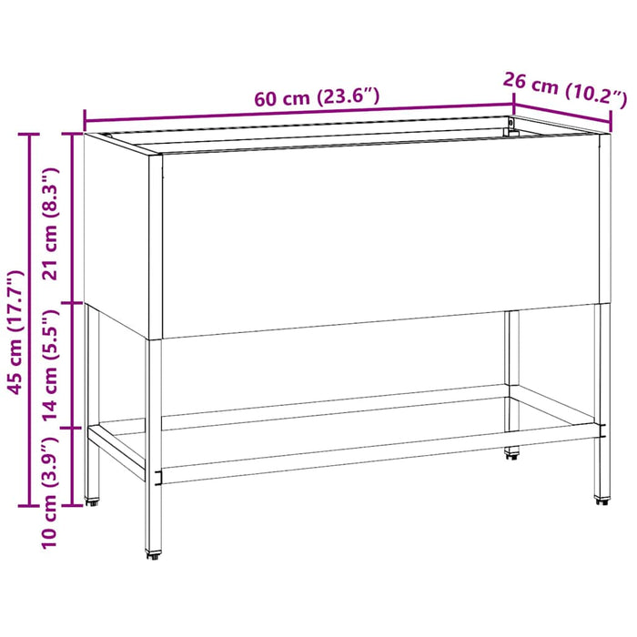 Ghiveci ridicat pentru grădină Ruginit 60 x 26 x 45 cm - WALTI WALTI