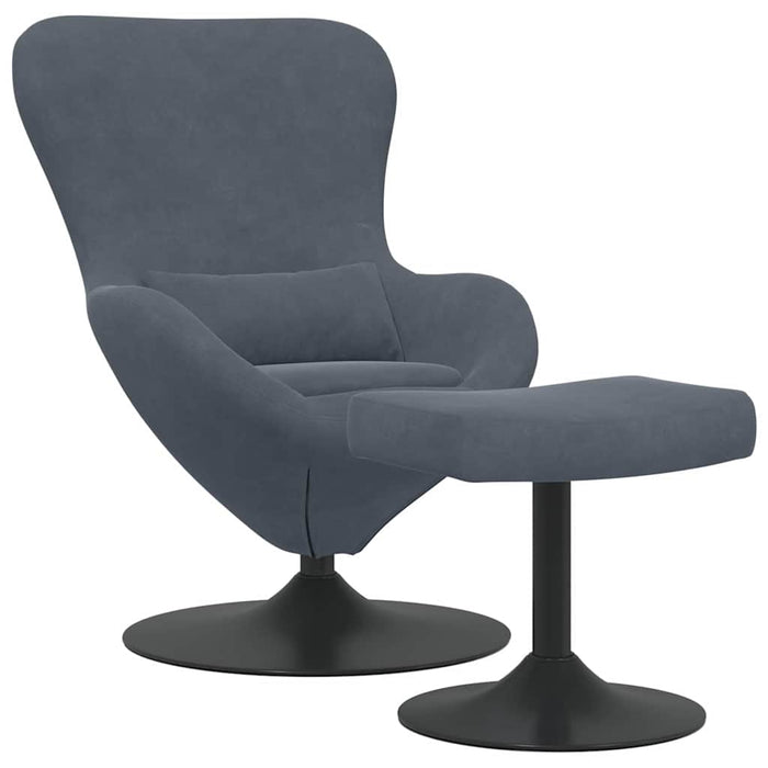 Scaun Egg cu Taburet Gri închis 63 x 73 x 90 cm Catifea - WALTI WALTI