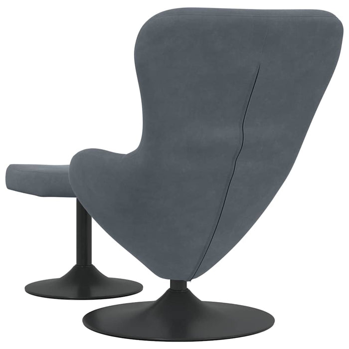 Scaun Egg cu Taburet Gri închis 63 x 73 x 90 cm Catifea - WALTI WALTI