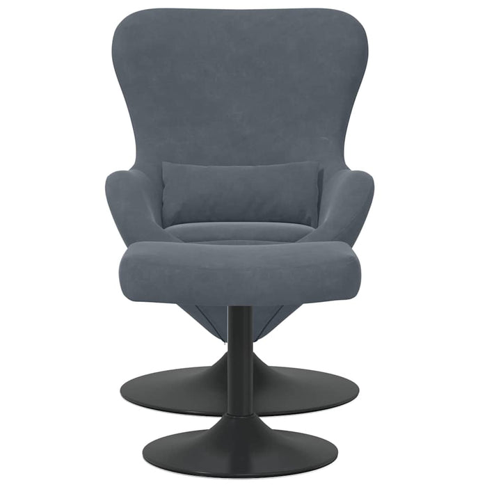 Scaun Egg cu Taburet Gri închis 63 x 73 x 90 cm Catifea - WALTI WALTI