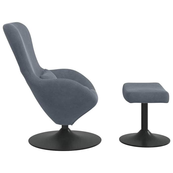 Scaun Egg cu Taburet Gri închis 63 x 73 x 90 cm Catifea - WALTI WALTI