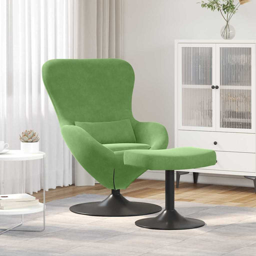 Scaun Egg cu Taburet Verde deschis Catifea - WALTI WALTI