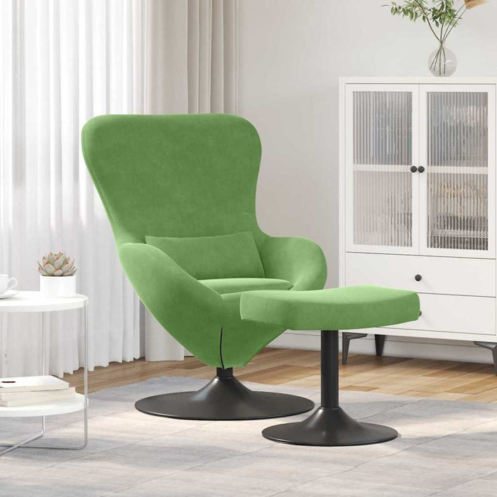 Scaun Egg cu Taburet Verde deschis Catifea WALTI