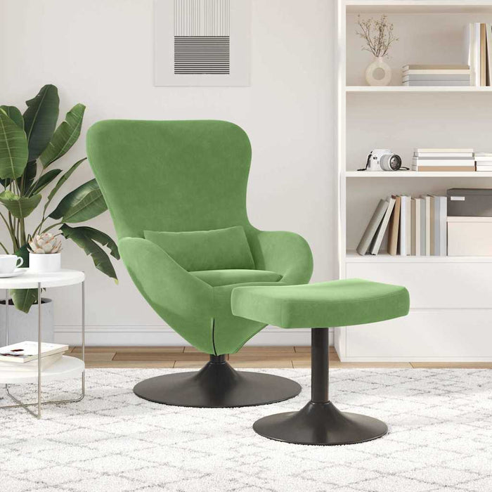 Scaun Egg cu Taburet Verde deschis Catifea WALTI
