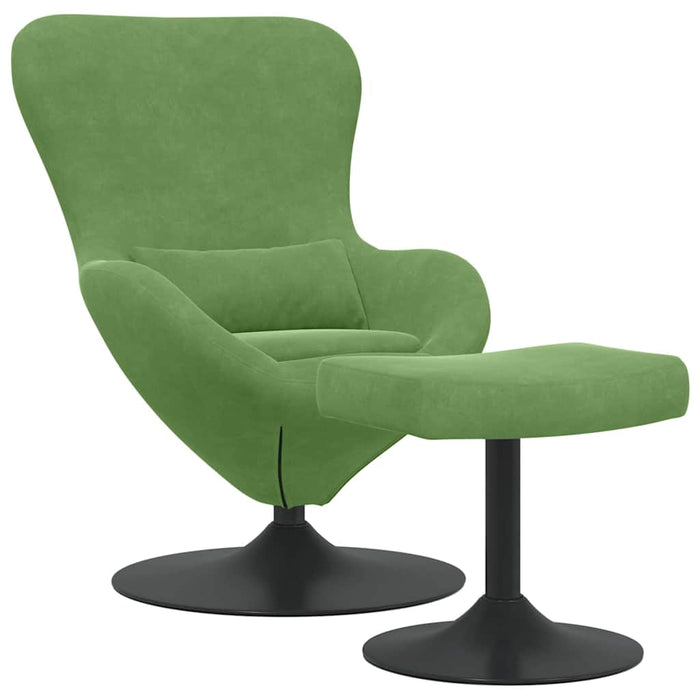 Scaun Egg cu Taburet Verde deschis Catifea WALTI