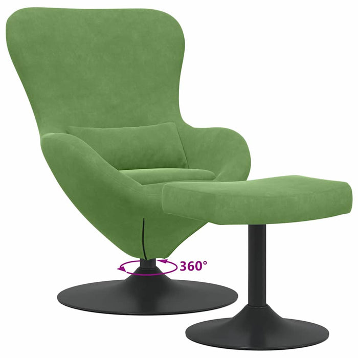 Scaun Egg cu Taburet Verde deschis Catifea WALTI