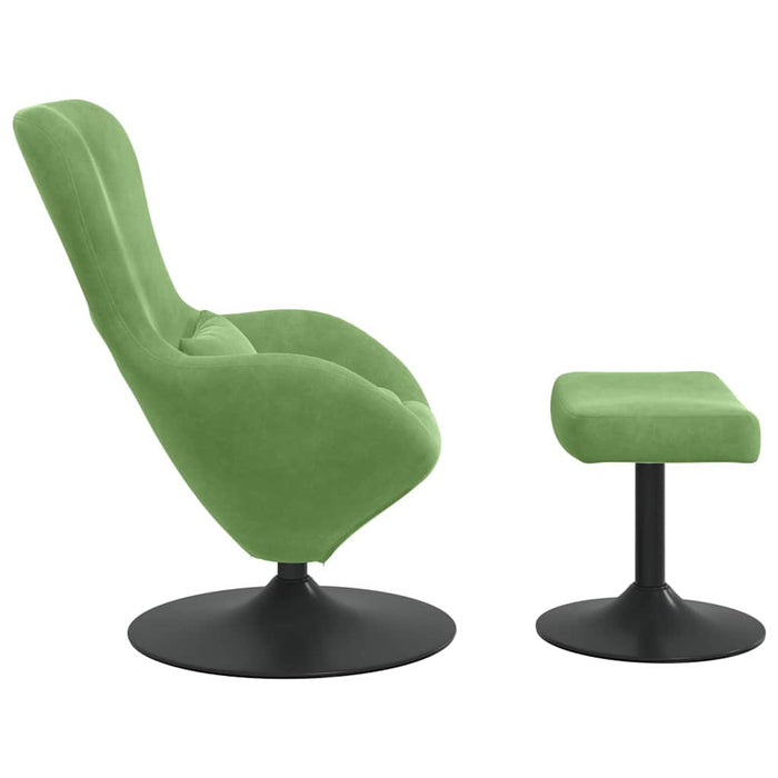 Scaun Egg cu Taburet Verde deschis Catifea WALTI