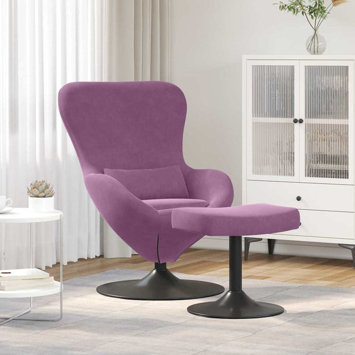 Scaun Egg cu Taburet Violet Catifea WALTI