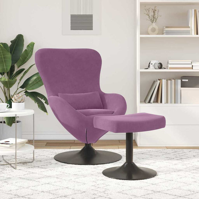 Scaun Egg cu Taburet Violet Catifea WALTI