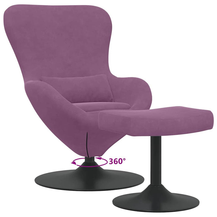 Scaun Egg cu Taburet Violet Catifea WALTI