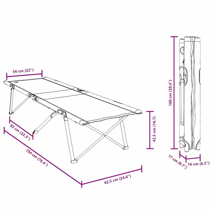 Pat de camping pliabil Albastru Metal, Textil Standard Pliabil - WALTI WALTI