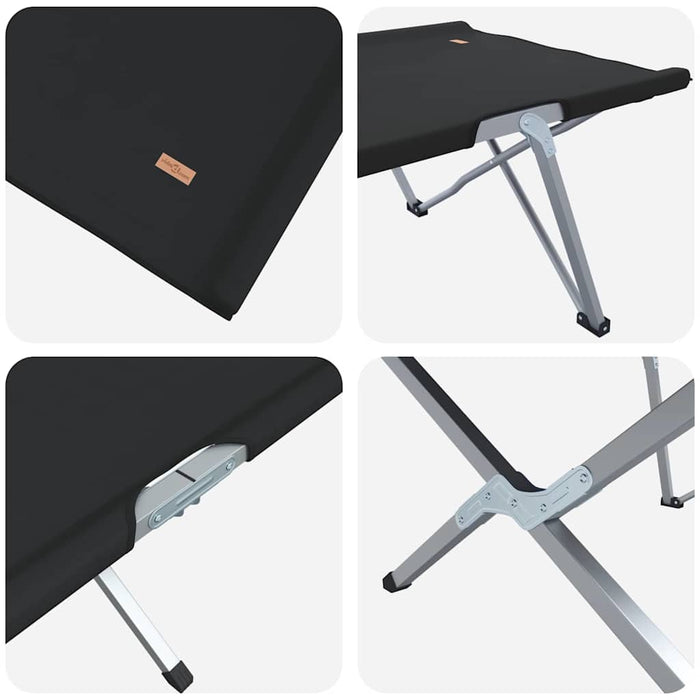 Pat pliabil de camping cu geantă de transport Negru 600D Oxford Fabric - WALTI WALTI