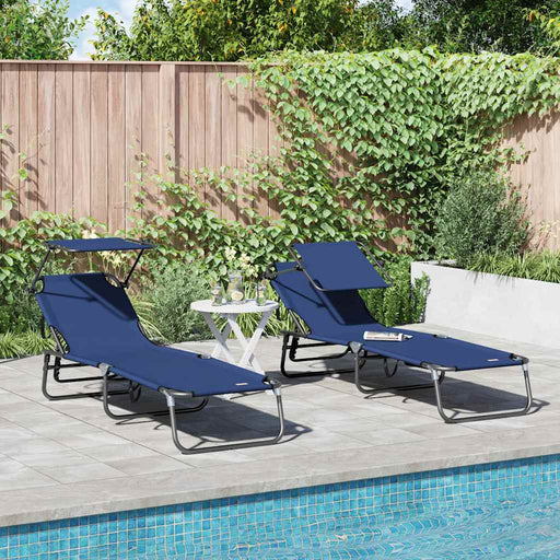 Șezlong pliabil 2 pcs albastru 190 x 57 x 81 cm oxford - WALTI WALTI