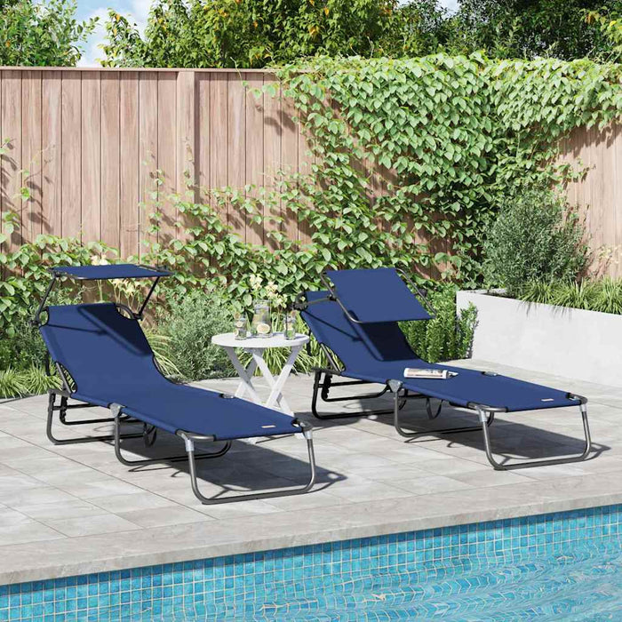 Șezlong pliabil 2 pcs albastru 190 x 57 x 81 cm oxford WALTI