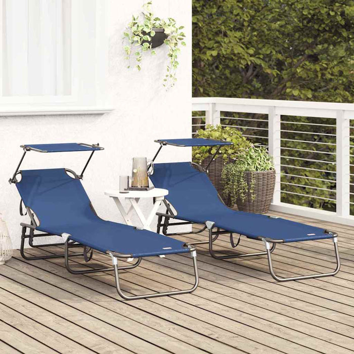 Șezlong pliabil 2 pcs albastru 190 x 57 x 81 cm oxford WALTI