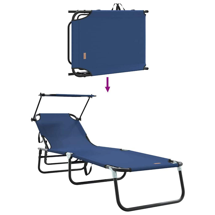 Șezlong pliabil 2 pcs albastru 190 x 57 x 81 cm oxford WALTI