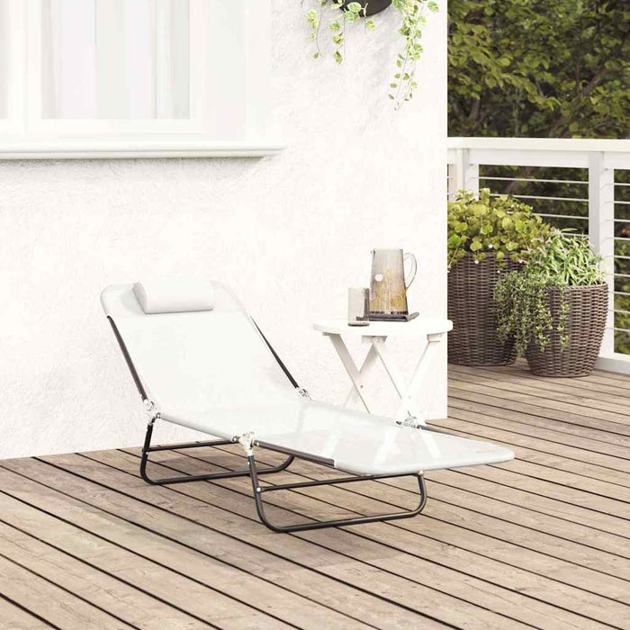 Șezlong pliabil Crem 182 x 55 x 85,5 cm Textilenă - WALTI WALTI