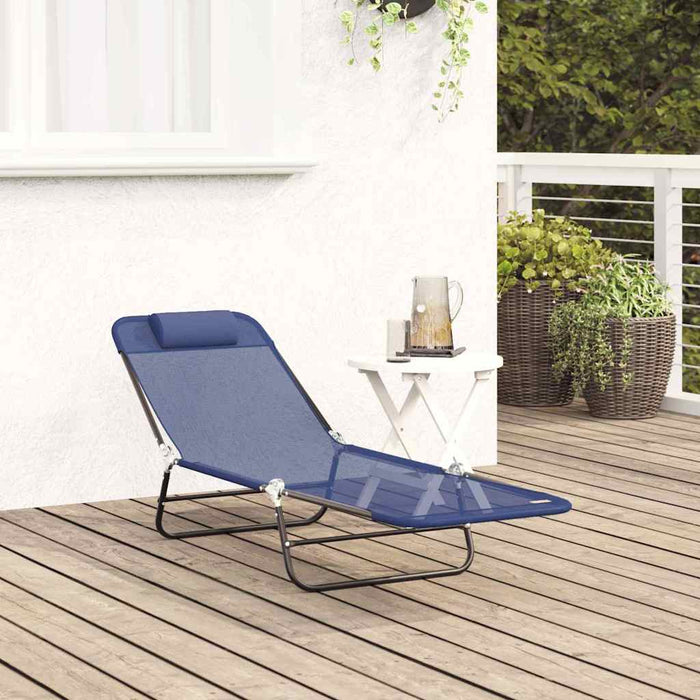 Șezlong pliabil Albastru marin 182 x 55 x 85,5 cm Textilenă - WALTI WALTI