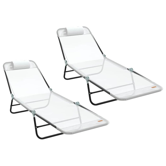 Șezlong pliabil 2 pcs Crem 182 x 55 x 85,5 cm Textilenă - WALTI WALTI