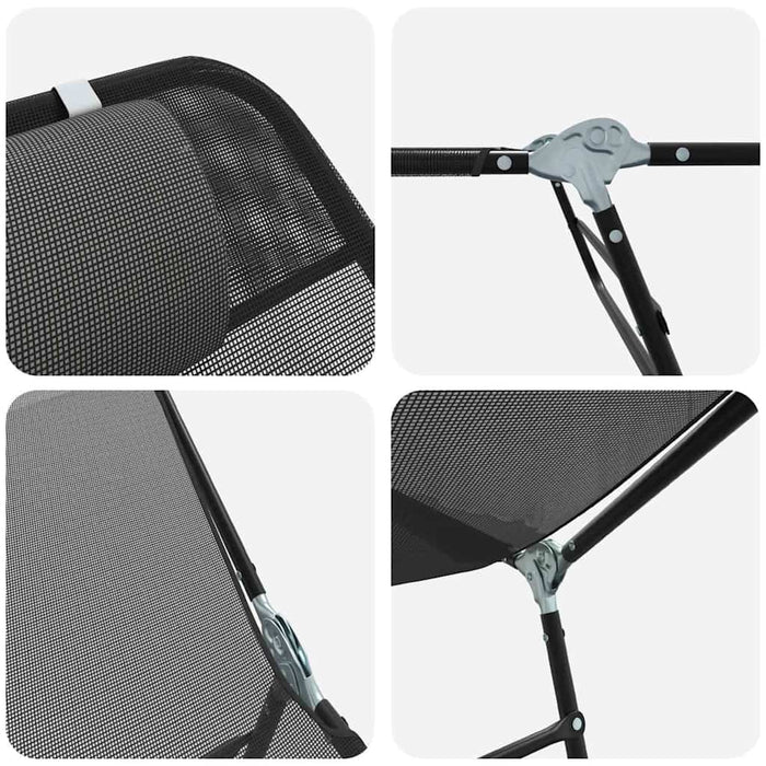 Șezlong pliabil 2 pcs Negru 182 x 55 x 85,5 cm Textilenă - WALTI WALTI