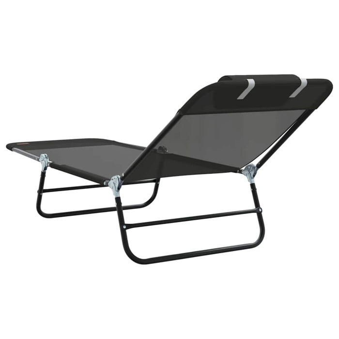 Șezlong pliabil 2 pcs Negru 182 x 55 x 85,5 cm Textilenă - WALTI WALTI