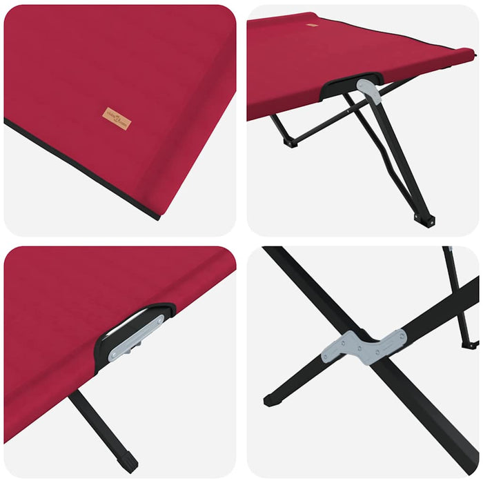 Pat pliabil pentru camping Roșu 206 x 76 x 74 cm Tafeta Oxford - WALTI WALTI