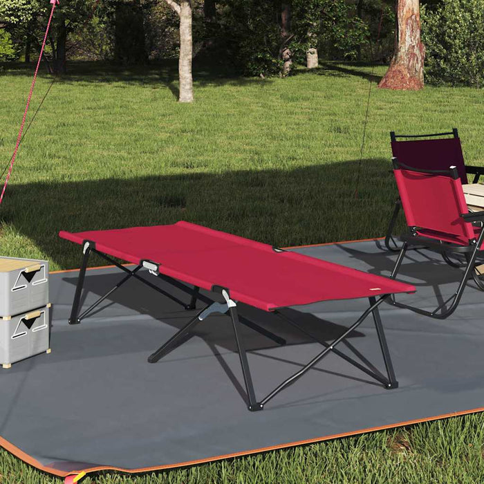 Pat pliabil pentru camping Roșu 206 x 76 x 74 cm Tafeta Oxford - WALTI WALTI
