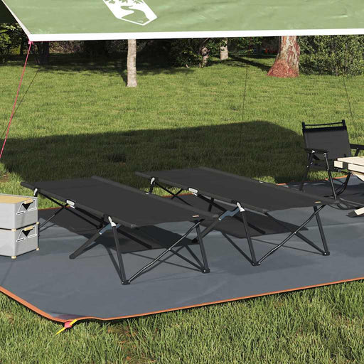 Pat pliabil pentru camping Manual 2 pcs Negru 206 x 76 x 74 cm - WALTI WALTI