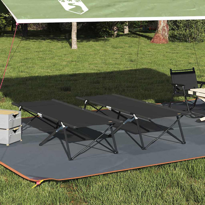 Pat pliabil pentru camping Manual 2 pcs Negru 206 x 76 x 74 cm - WALTI WALTI