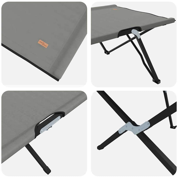 Pat pliabil pentru camping Manual 2 pcs Gri 206 x 76 x 74 cm - WALTI WALTI