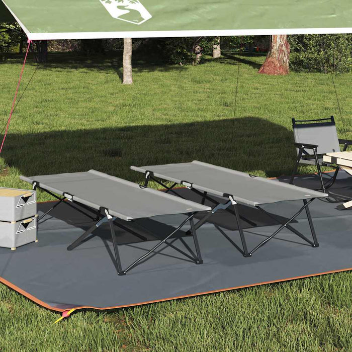 Pat pliabil pentru camping Manual 2 pcs Gri 206 x 76 x 74 cm - WALTI WALTI