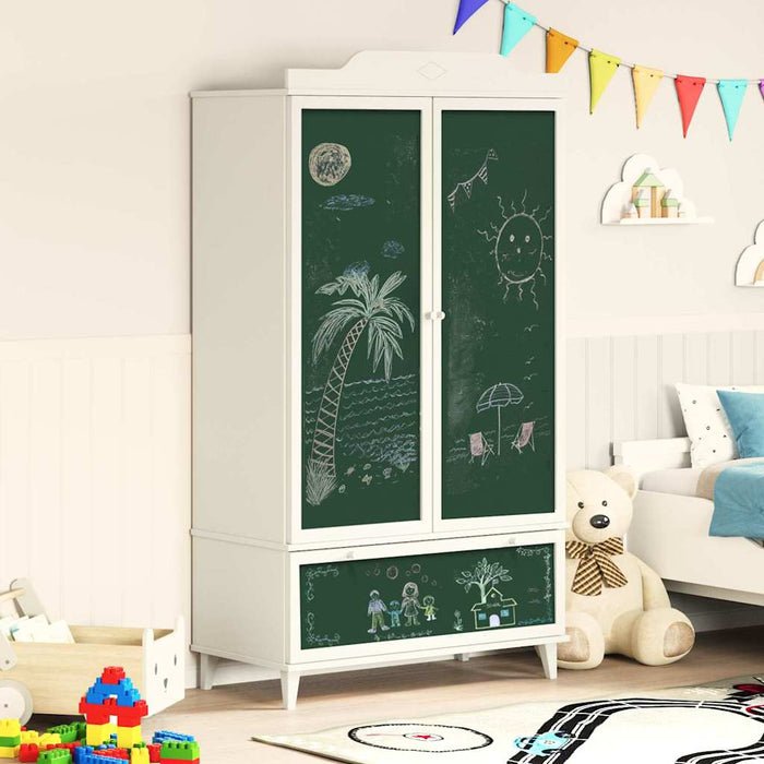 Dulap cu tablă de scris cu sertar ROROS Alb 90 x 45 x 165 cm - WALTI WALTI
