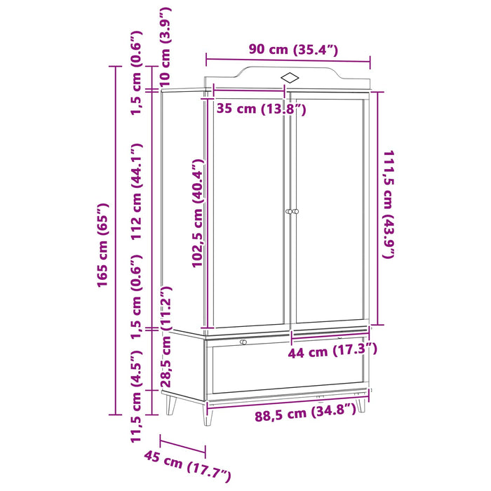 Dulap cu tablă de scris cu sertar ROROS Alb 90 x 45 x 165 cm - WALTI WALTI