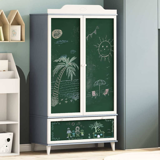Dulap cu tablă de scris ROROS Gri și alb 90 x 45 x 165 cm - WALTI WALTI
