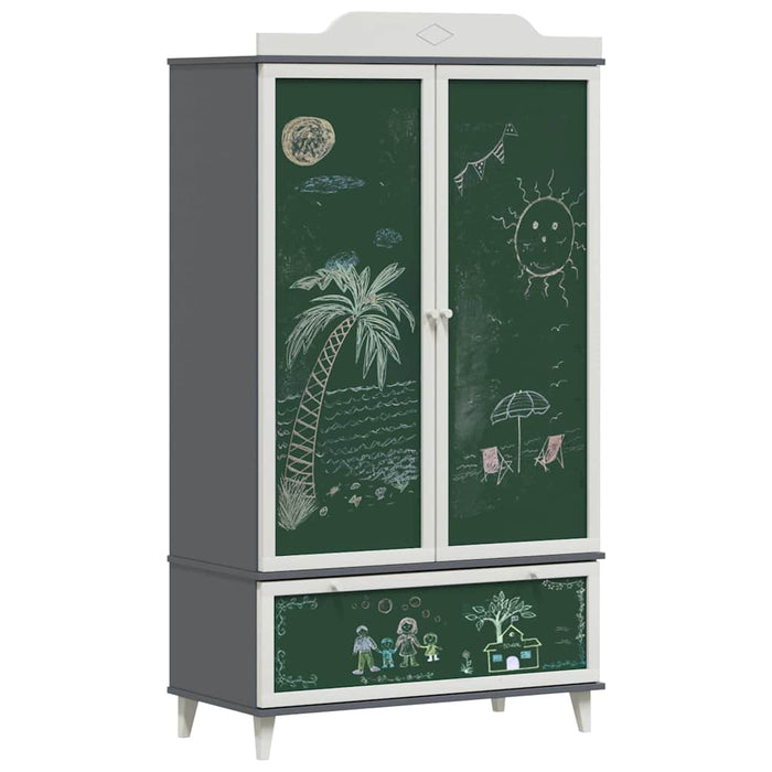 Dulap cu tablă de scris ROROS Gri și alb 90 x 45 x 165 cm - WALTI WALTI