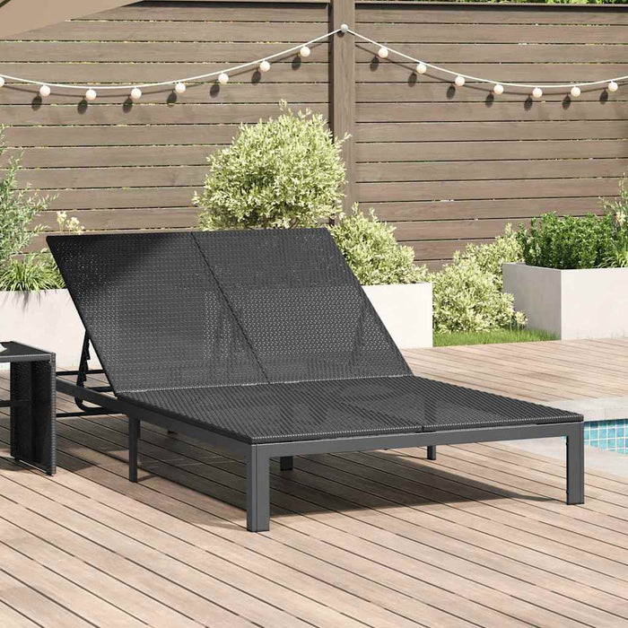 Șezlong 1-persoană Negru 206 x 62.5 x 74 cm poliratan - WALTI WALTI