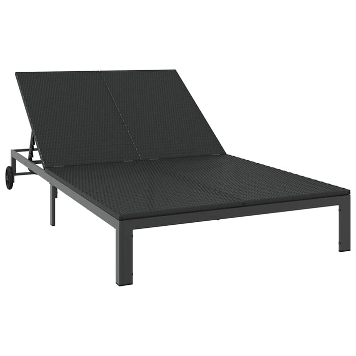Șezlong 1-persoană Negru 206 x 62.5 x 74 cm poliratan - WALTI WALTI