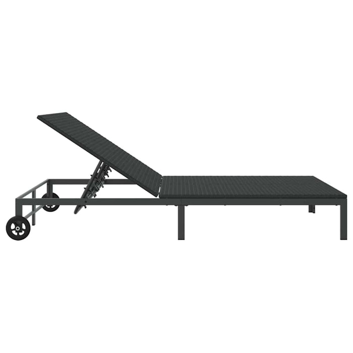 Șezlong 1-persoană Negru 206 x 62.5 x 74 cm poliratan - WALTI WALTI