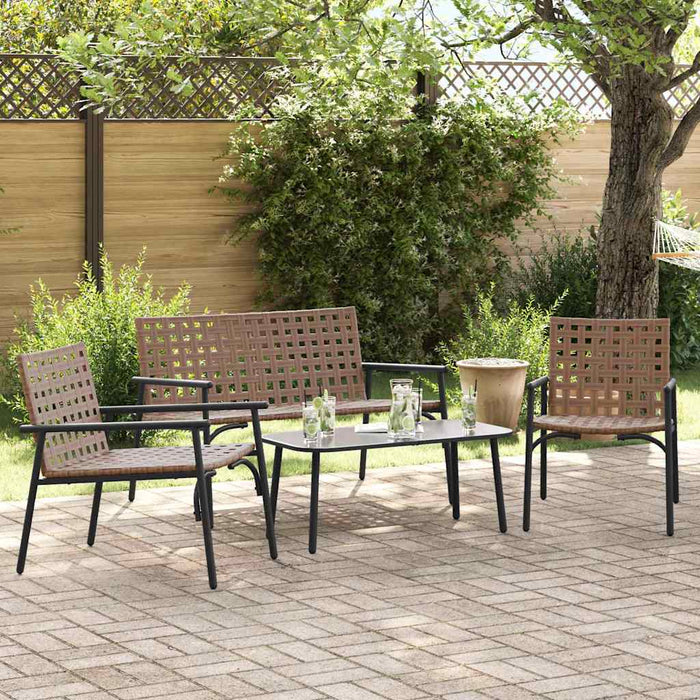 Set de masă pentru grădină 4 pcs Maro poliratan - WALTI WALTI