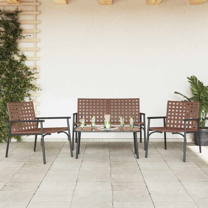 Set de masă pentru grădină 4 pcs Maro poliratan - WALTI WALTI