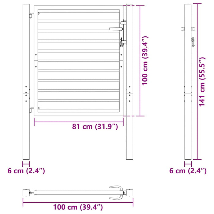 Poarta de gradina incuiabil neagra 100x100 cm aluminiu - WALTI WALTI