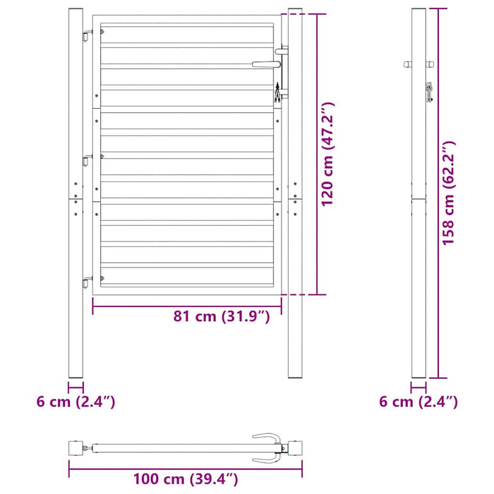 Poarta de gradina incuiabil neagra 100x120 cm aluminiu - WALTI WALTI